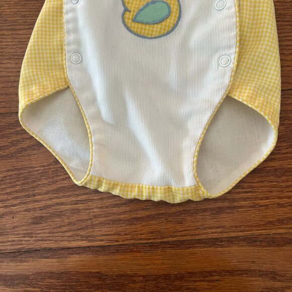 Vintage Rare 80s HealthTex Gingham Bubble Romper Embroidered Duck Size 9 Months - Picture 8 of 13